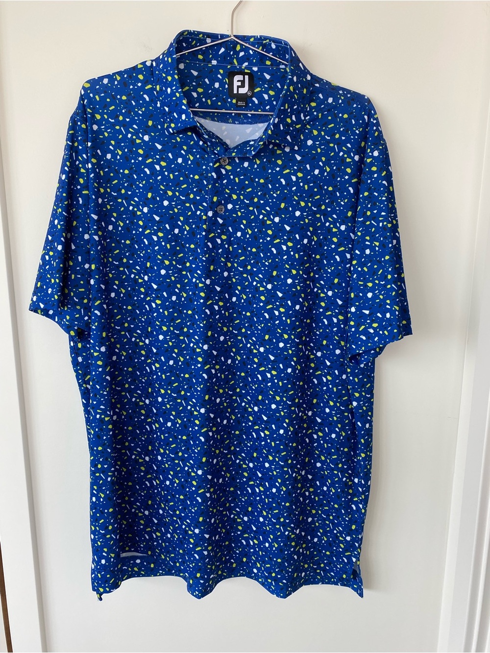 FootJoy Royal Blue Speckle-Print Golf Polo